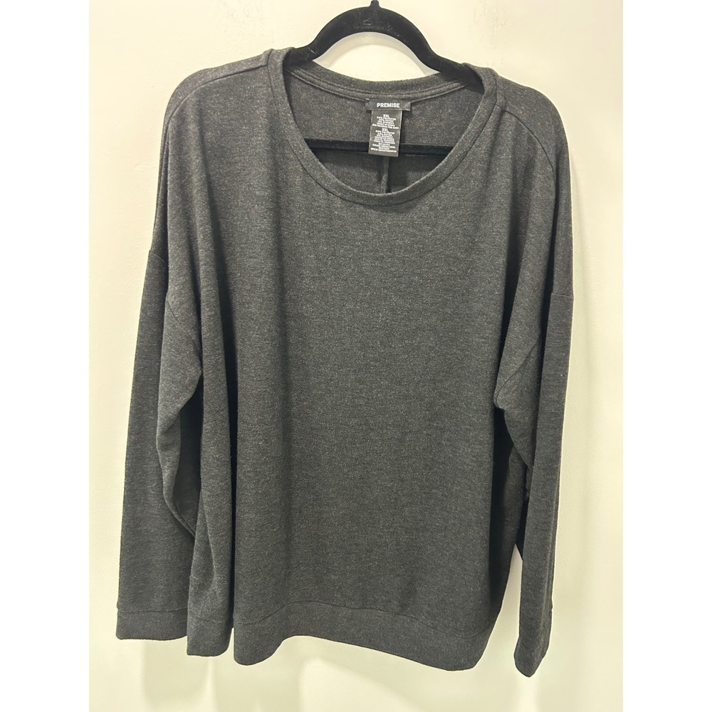 Premise Womens XXL Swiss Coal Heather Gray Back Zip Sweatshirt Pullover Top